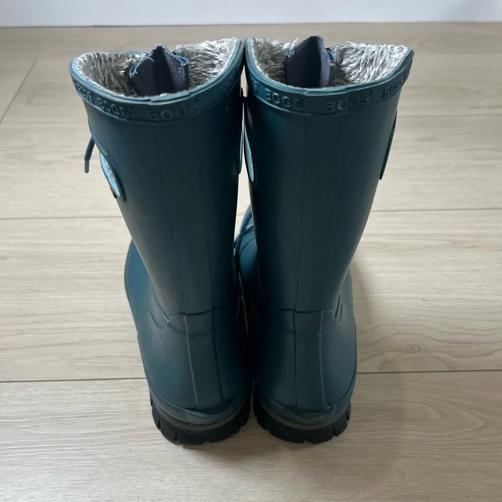 BOGS Amanda Rain Boots With Plush Lining Waterproof Women 9 LaceUp Turquoise - Picture 6 of 13